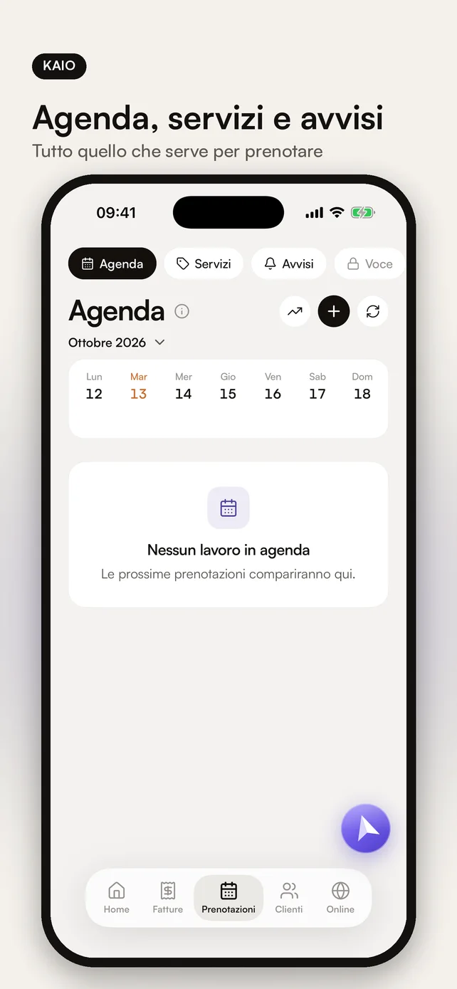 Kaio — Agenda, servizi e avvisi